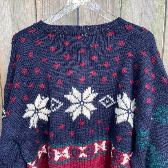 Vintage Sweater Wool Lord and Taylor 100% Wool Pure Hand Knit Pullover Crew XL - Picture 7 of 9